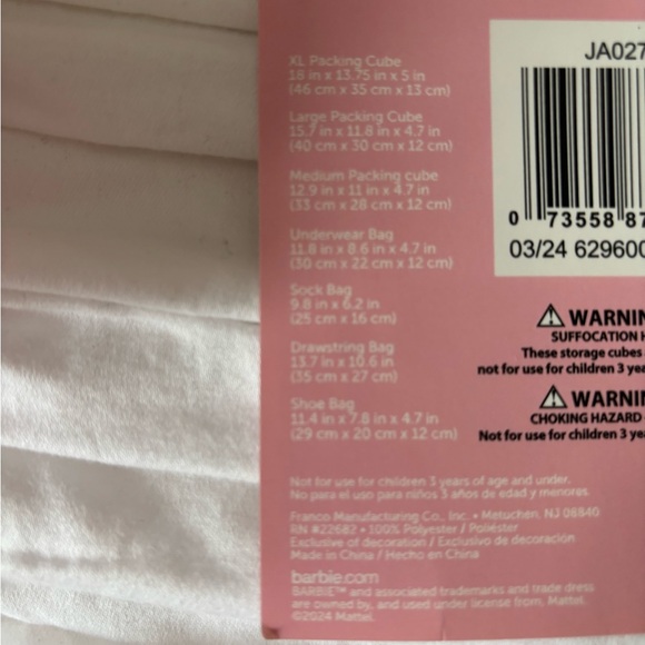 Barbie packing cubes - Picture 2 of 5